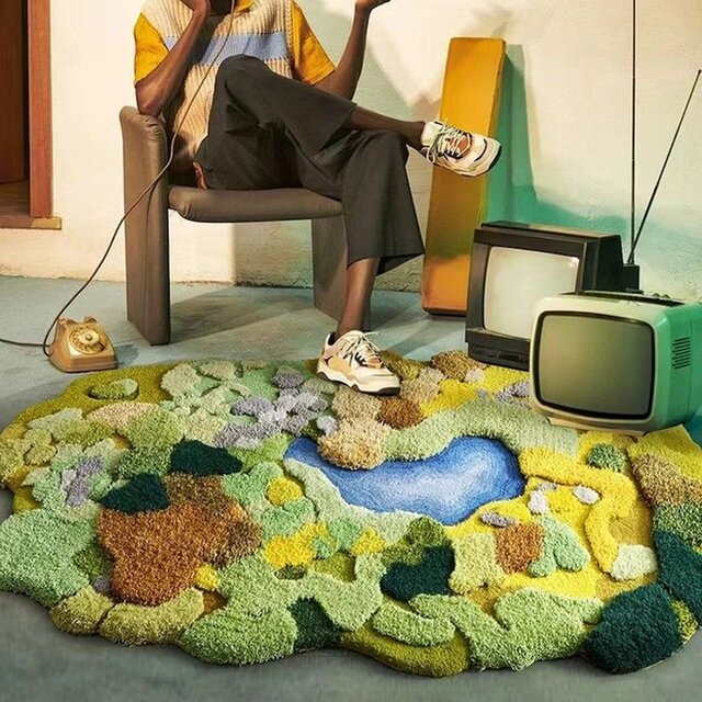 【受注制作】 オーダー カーペット 手織りニュージーランドウールカーペット ハンドメイドカシミアウール絨毯 オアシス