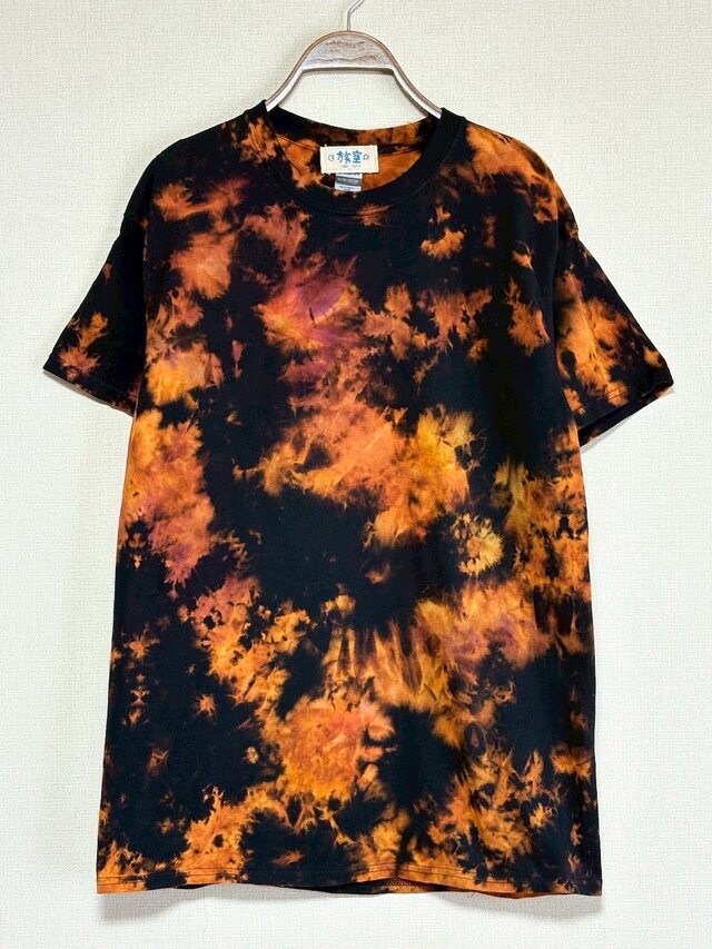 タイダイ染め Tシャツ Mサイズ ブラック ブリーチダイ Hippies Dye