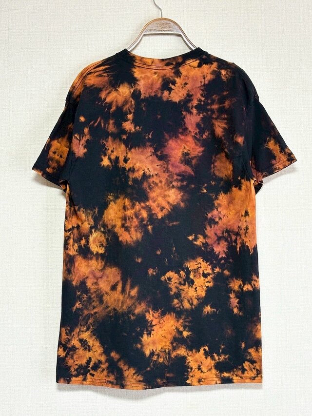 タイダイ染め Tシャツ Mサイズ ブラック ブリーチダイ Hippies Dye