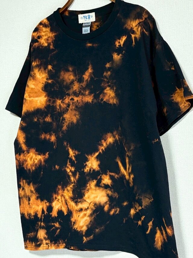 タイダイ Tシャツ Lサイズ ブラック ブリーチダイ Hippies Dye HD24-81