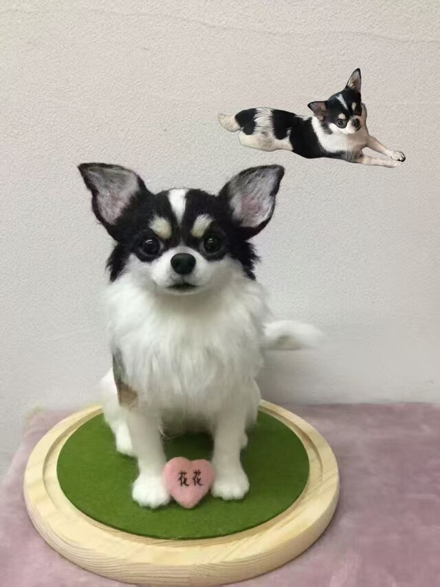 【オーダーメイド ペット】 愛犬 人形 羊毛フェルト チワワ オーダーメイド   うちの子、ペット似顔絵、犬 猫 人形