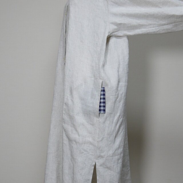 シャツワンピース 長袖【ナチュラルリネン ライト】◇生成り