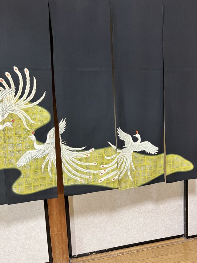 振り袖リメイクコート 浮世絵 鳳凰 一点物❗️ 美品 金駒刺繍 鳳凰 孔雀 着物 トール 成人式“沸き立つ絢爛”振袖