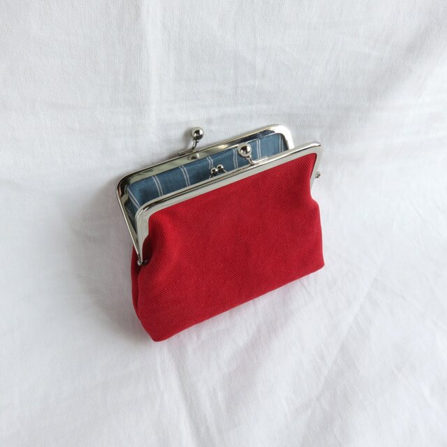 倉敷帆布のがまくち　親子がま口　レッド　 受注制作