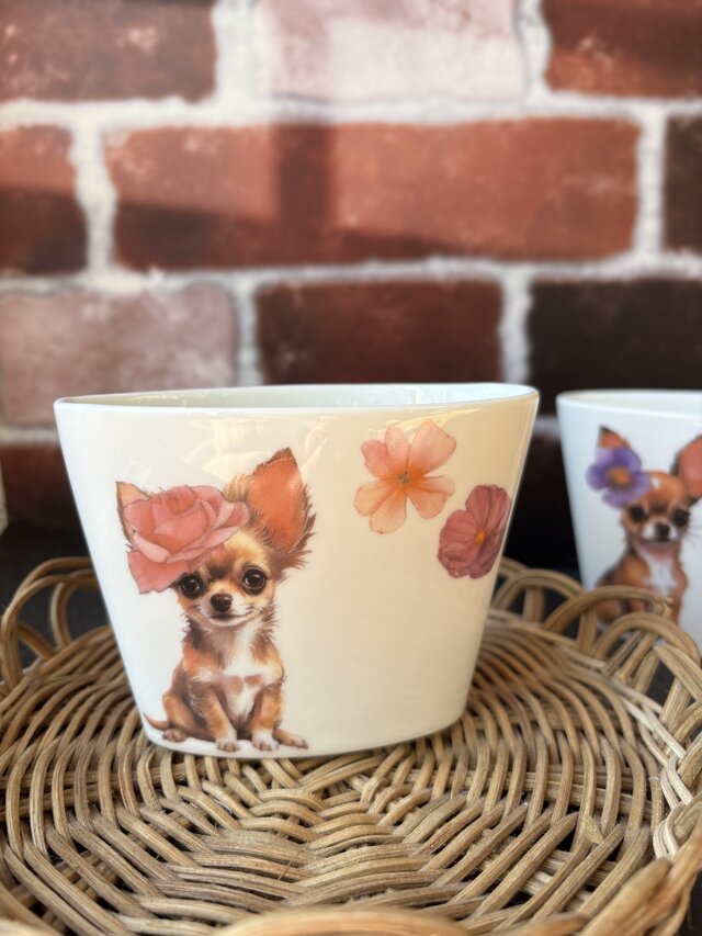 限定1個　チワワ　ピンクフラワー　しゃもじスタンド　小物入れ