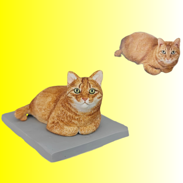 ペット 似顔絵 人形 オーダーメイド、 ペットの写真で フィギュア プレゼント、猫 愛猫 肖像画、うちの子 置物、ドール