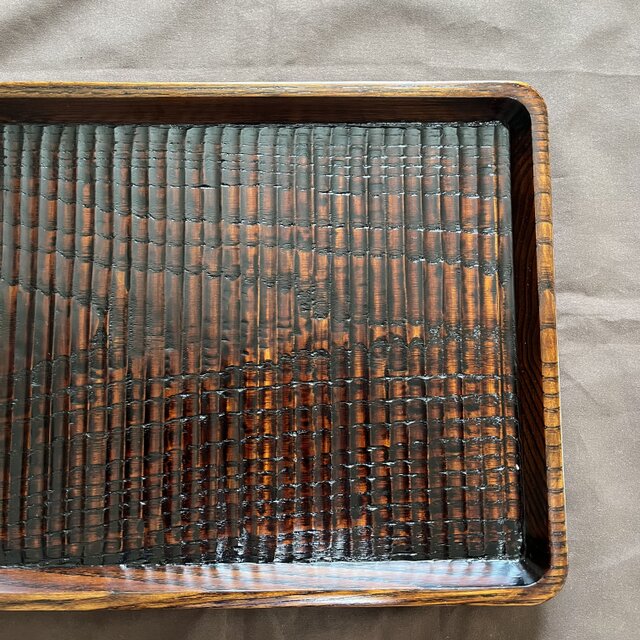 栗拭漆我谷盆 353mm×250mm×24mm 折敷 トレー №9026 | iichi 日々
