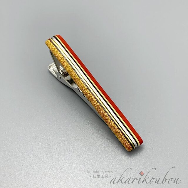 漆ネクタイピン 朱漆 純金蒔絵 純金箔 プラチナ箔 漆アクセサリー