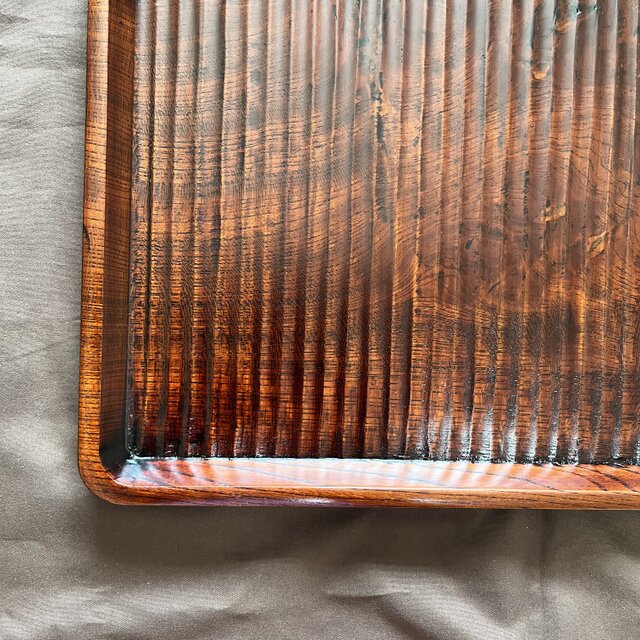 欅拭漆我谷盆 353mm×250mm×24mm 折敷 トレー №9034 | iichi 日々の