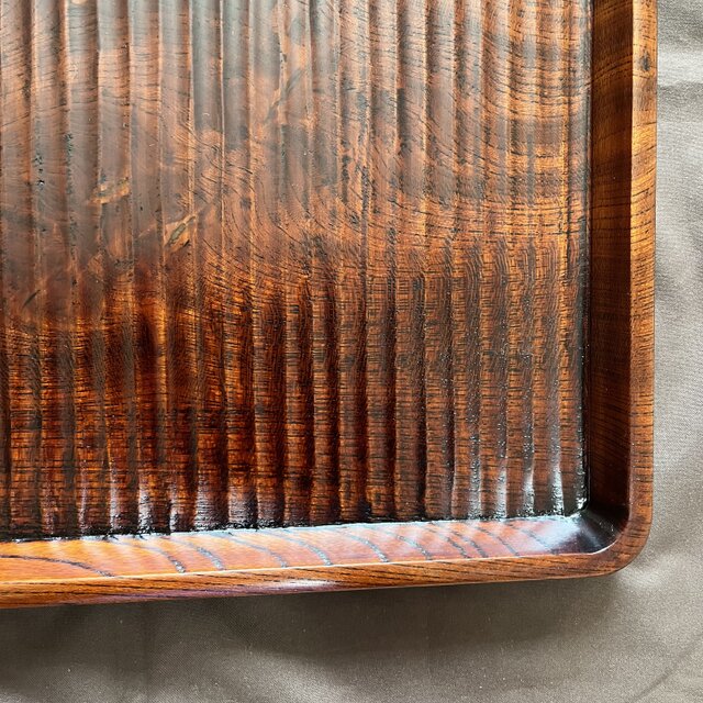 栗拭漆我谷盆　353mm×250mm×24mm　折敷　トレー　№9024 欅拭漆我谷盆 353mm×250mm×24mm 折敷 トレー №9034 | iichi 日々の