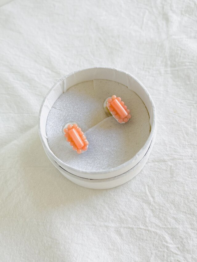 【ピンク珊瑚×つぶつぶピンク珊瑚】イヤリング