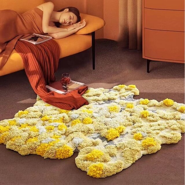 【受注制作】オーダー カーペット 手織りニュージーランドウールカーペット ハンドメイドカシミアウール絨毯 手編ラグ 秋