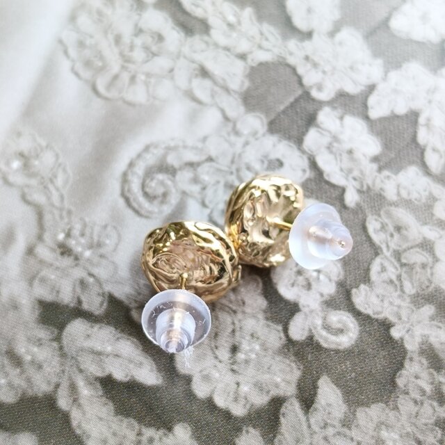 SV925／k18GP］Hakuju-白珠- パール 真珠 ピアス 鎚目 フレーム