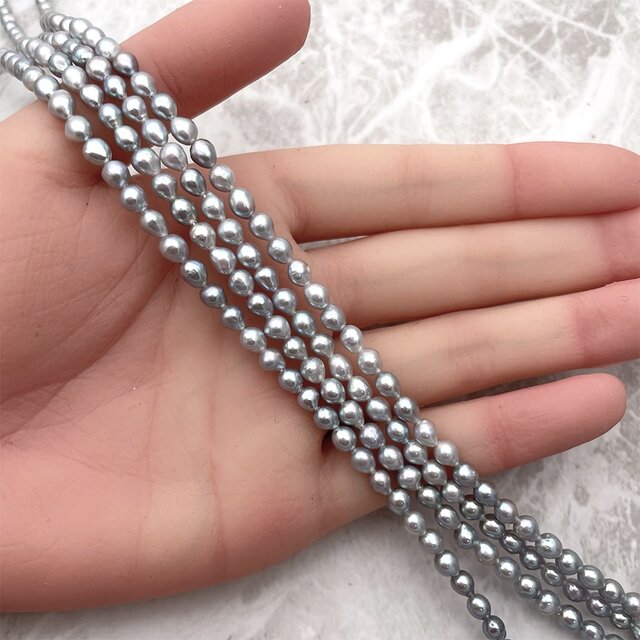 淡水パール 真珠 バロック ライス 雫 ドロップ 5mm 6mm 4mm 小粒 19cm 