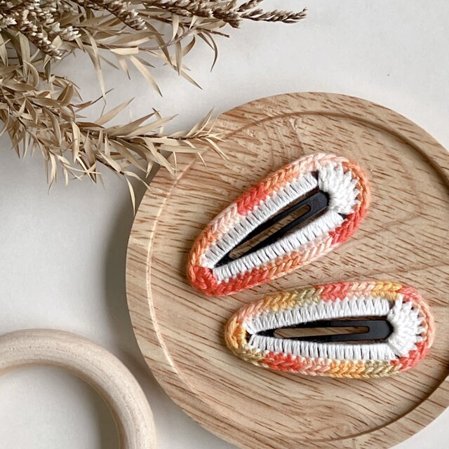 かぎ針編みのヘアピン　グラデーションカラー2コセット　ホリデイandバケーション