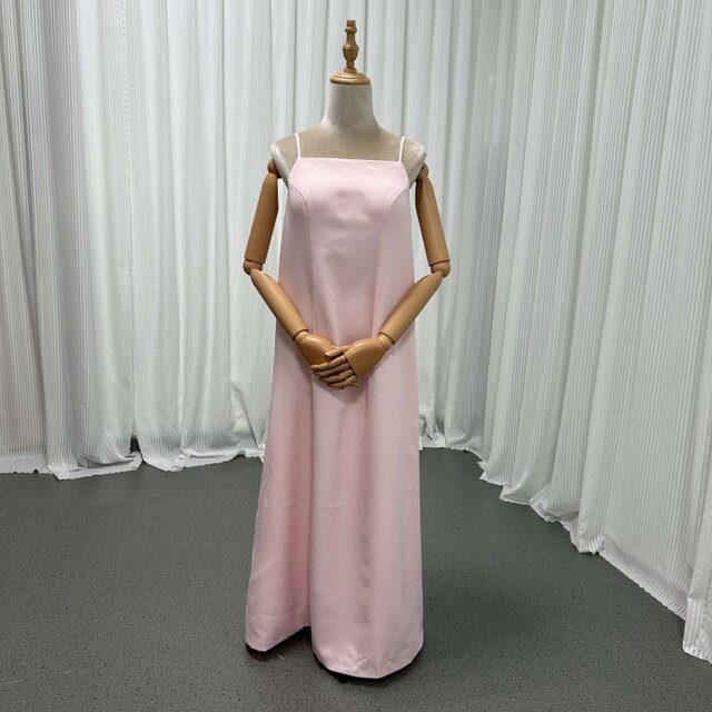 カラードレス コーラルピンク キャミソール 快適な生地 マタニティ 前撮り ファスナー