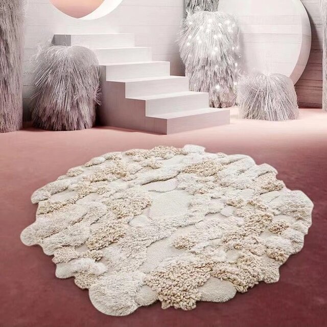 【受注制作】オーダー カーペット 手織りニュージーランドウールカーペット ハンドメイドカシミアウール絨毯 雪の世界