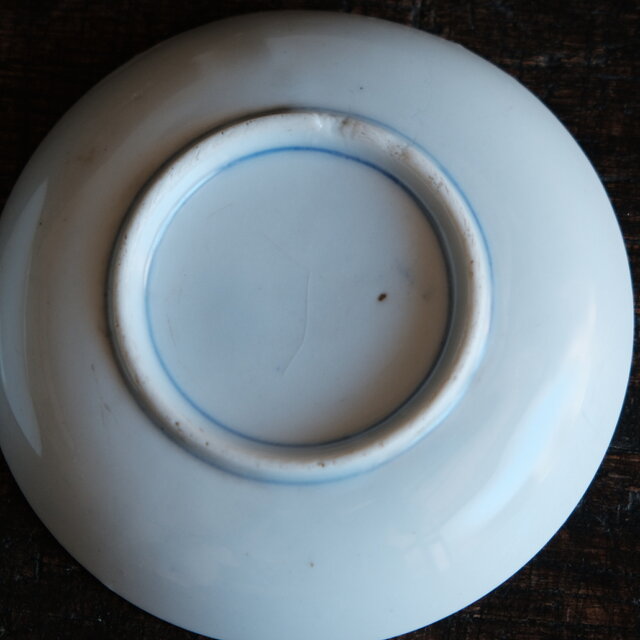 青い花の絵付け◇瀬戸焼 花文色絵小皿2客セット 骨董・antiques