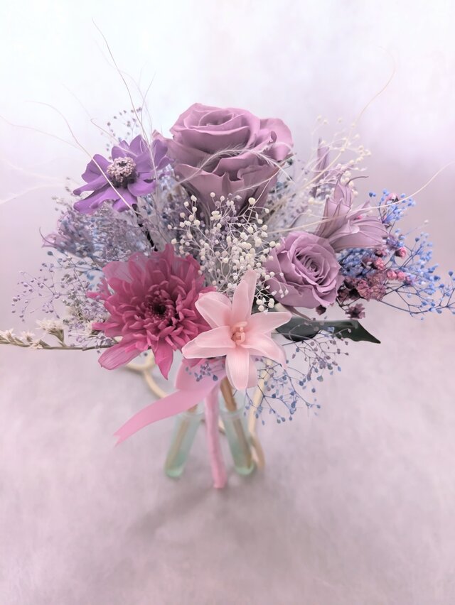 プリザーブドフラワーローズ＆ドライフラワーラベンダー 王冠アレンジメント プリザーブドフラワーローズ＆ドライフラワーラベンダー 王冠