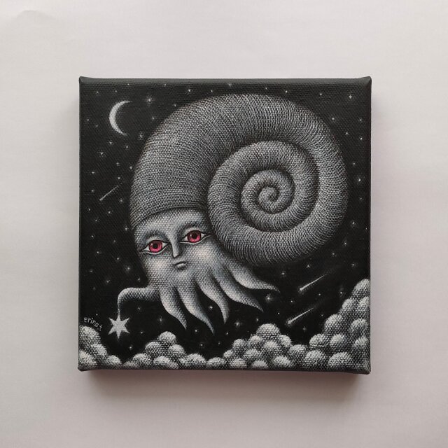 原画「見回り」キャンバス 15×15cm