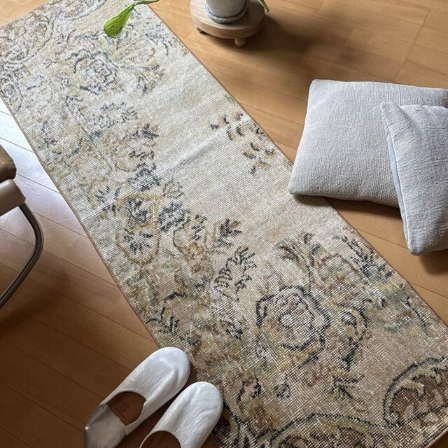 ペールオレンジ　ランナー　166×59  シャビー　トルコヴィンテージラグ ペールオレンジ ランナー 166×59 シャビー トルコヴィンテージ