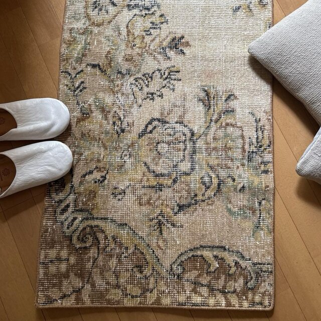 54×165 ロングランナーラグ ベージュボタニカル トルコ