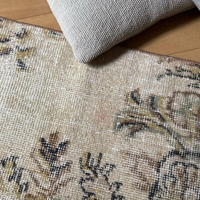 54×165 ロングランナーラグ ベージュボタニカル トルコ
