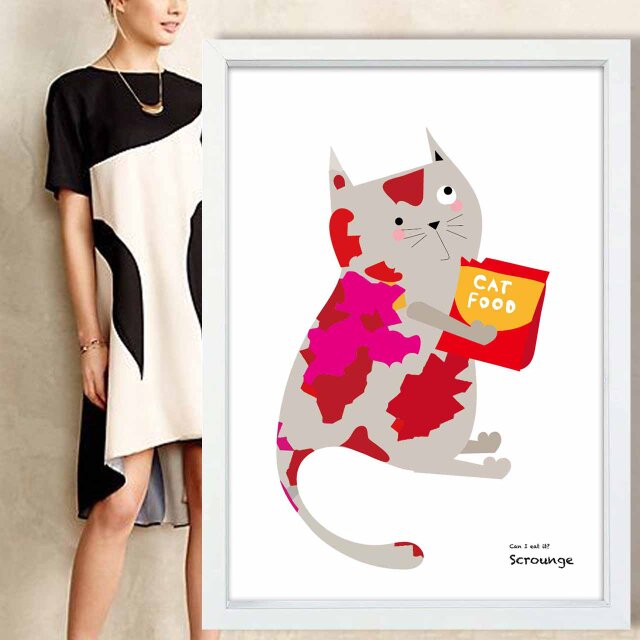 食べていい〜？　猫　ネコ　送料無料 　イラスト　A4〜A0　ポスター　アートポスター　アート/sei検索新着順　2659