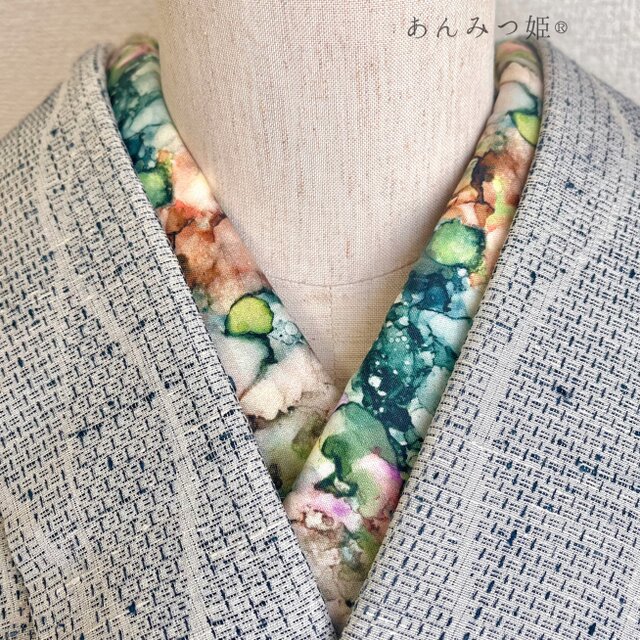 綿の半衿  ドリッピングアート【３点限定】