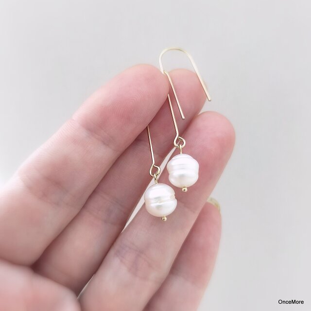 ピンク淡水エジソンパール ジャーマンフックピアス 18k ピンク淡水