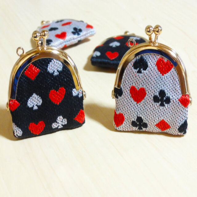 【送料無料】※低価格版※”コロンと可愛い”トランプ柄のミニコインパース／コインケース｜小銭入れ｜畳縁｜がま口