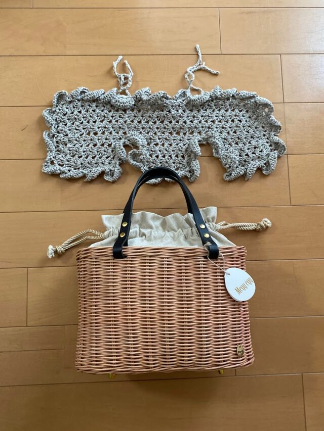 1点在庫あり】手編みの籐かごバッグ/Megg Bag panier/パニエクロシェ