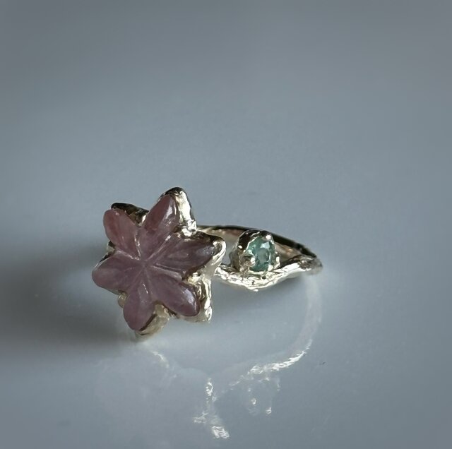 フラワーカービング大ピンクトルマリンリング / k10 | iichi 日々の