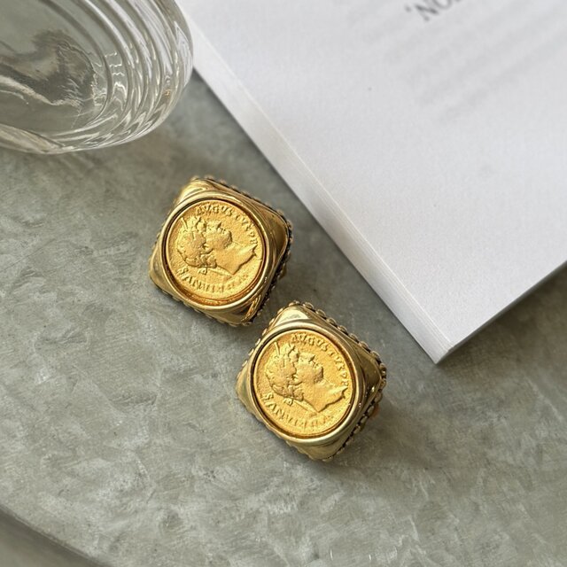 Y1034 -ヴィンテージイヤリング U.S.A. Vintage Coins Gold Tone Clip Earrings
