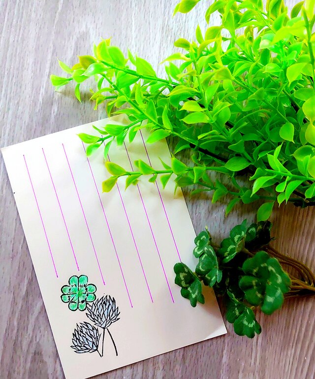 ゴム版はんこ「クローバー・シロツメクサ」