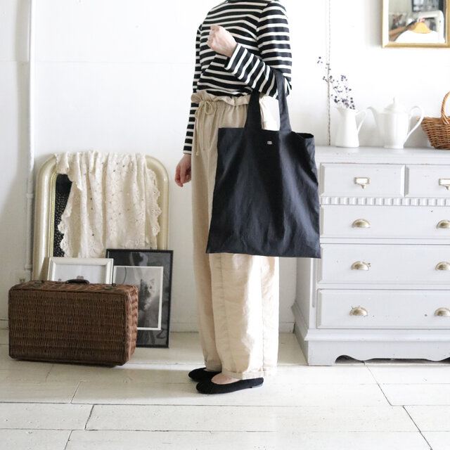 レコードバッグ/コットンリネン ブラック