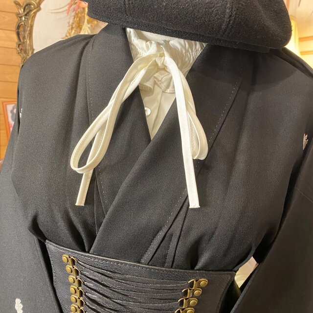 和洋折衷 黒留袖 着物 リメイク ロング ワンピース ドレス 緋色