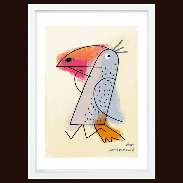 のんきな鳥　鳥　送料無料 　イラスト　A4〜A0　ポスター　アートポスター　アート/sei検索新着順　3702