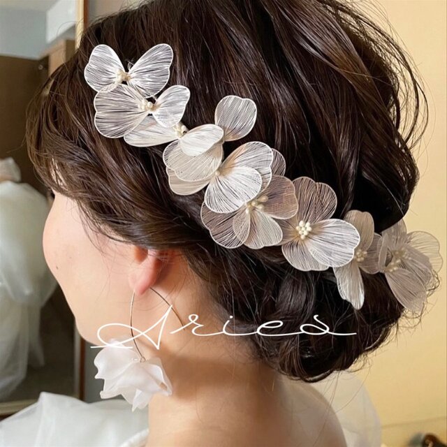 ブライダルヘッドドレス　ピンクゴールド