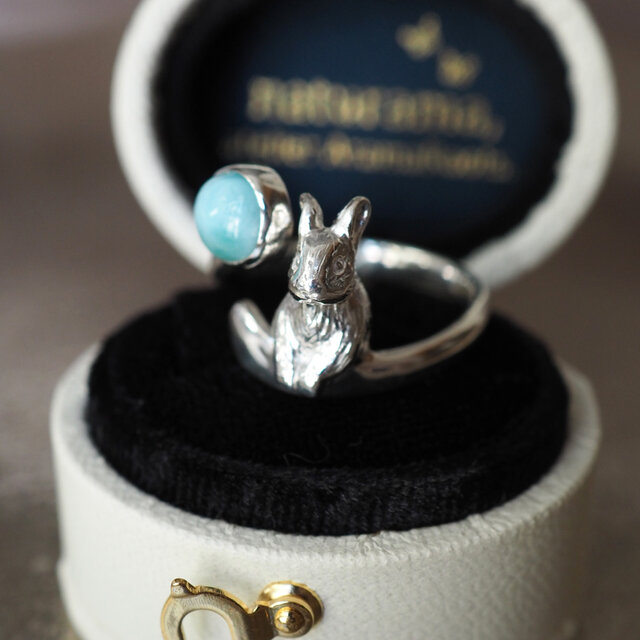 ラリマーいろどりうさぎリング 11号