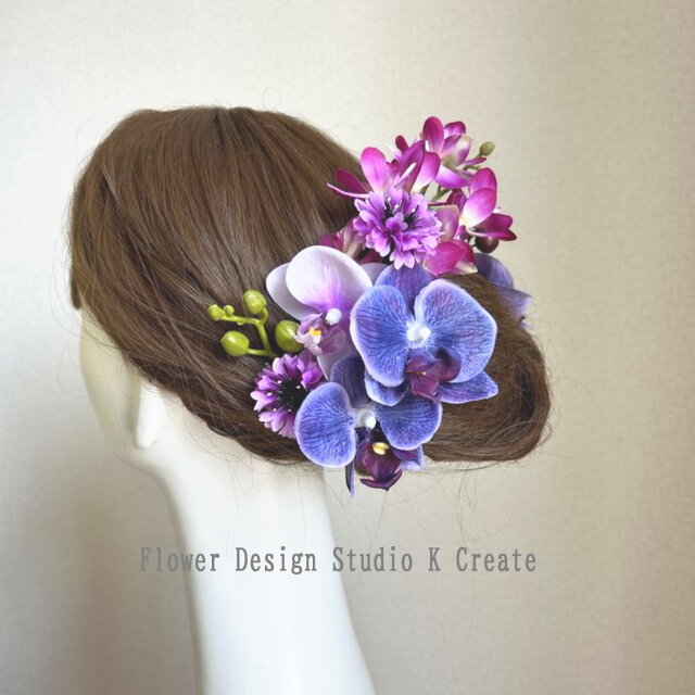 1600円 本物花 パープル 髪飾り 卒業 入学 ブライダル