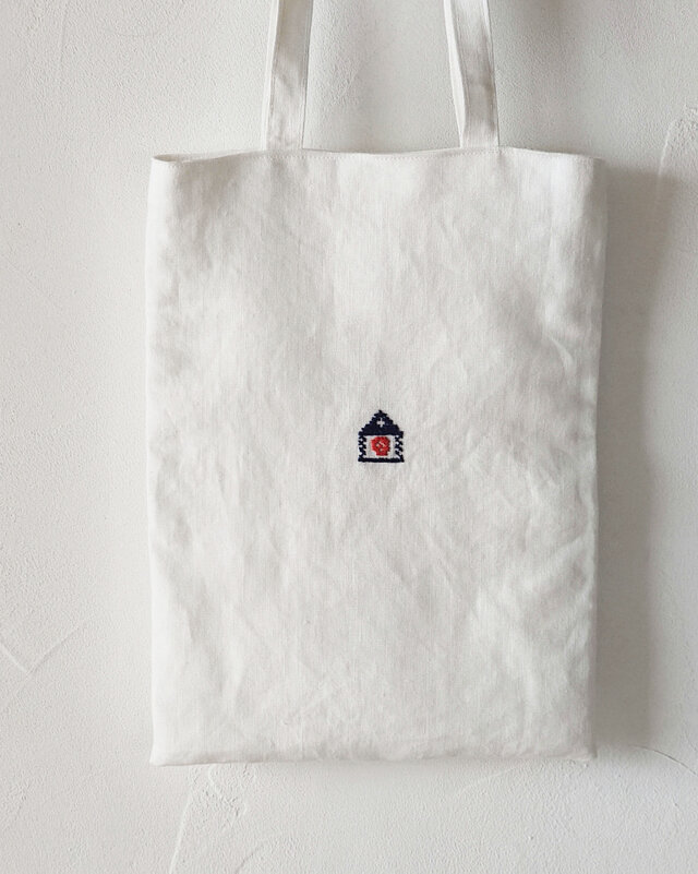 ハンガリー クロスステッチの刺繍 リネンバッグNo.2 | iichi 日々の