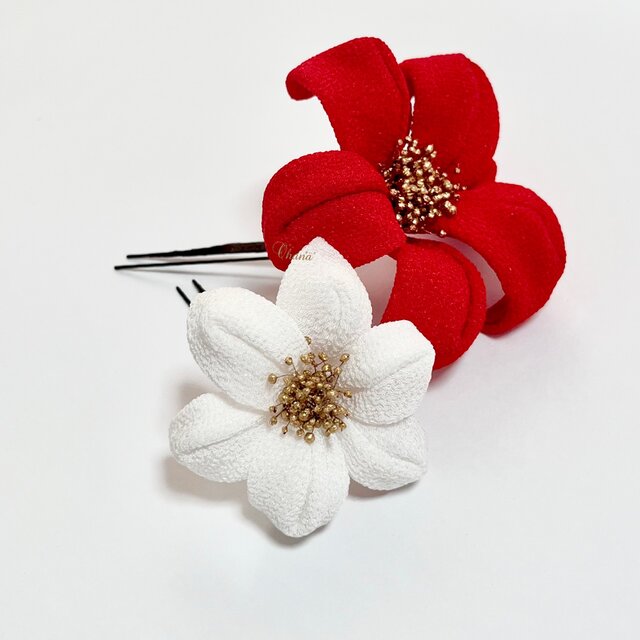 つまみ細工 髪飾り 成人式 結婚式 卒業式 七五三 ウェディング 和装 白