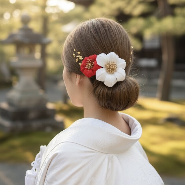 つまみ細工　髪飾り　成人式　結婚式　卒業式　七五三　ウェディング　和装　白無垢　振袖　袴　浴衣　ちりめん　OHANA
