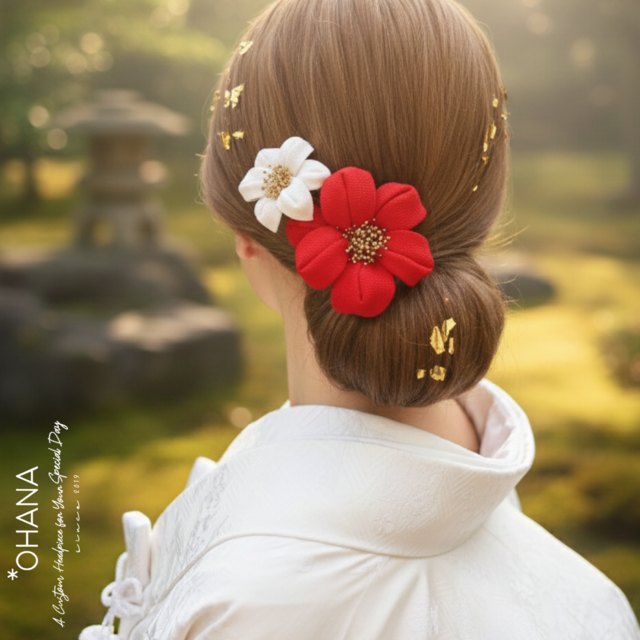 つまみ細工 髪飾り 成人式 結婚式 卒業式 七五三 ウェディング 和装 白