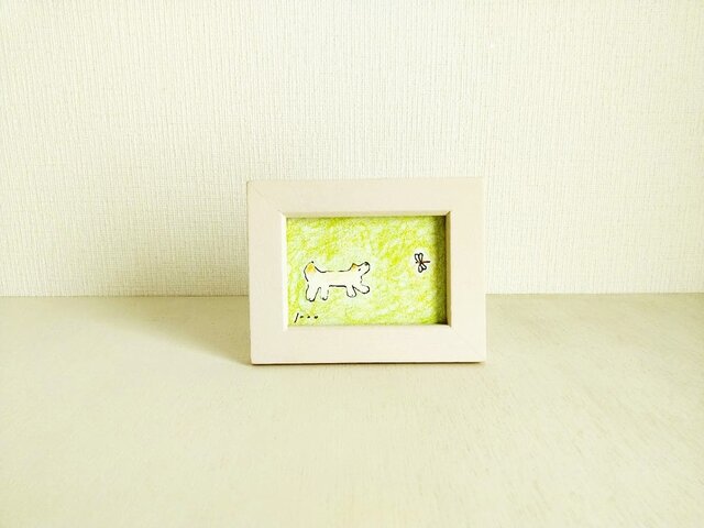 受注制作｜犬イラスト｜原画「秋の原っぱ」※木製ミニ額縁入り