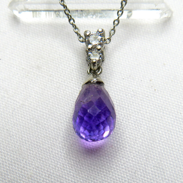 繊細に輝く雫＊アメジスト ブリオレット ネックレス｜2月誕生石｜小粒