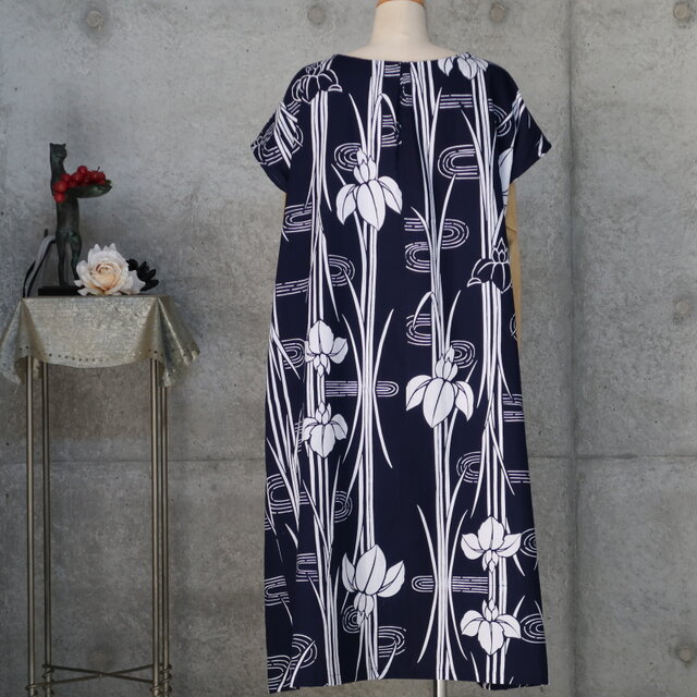 浴衣リメイクワンピースL〜LL 着物リメイク 浴衣ワンピース前ボタン L