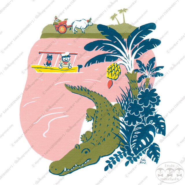 原画】野生のクロコダイル【ジャンとピエールの世界旅行】 | iichi