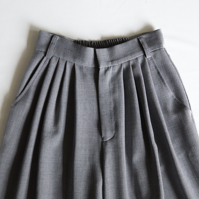 洗える】プリーツタック ワイドパンツ 後ろウエストゴム 【4サイズ